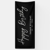 Banderoles Joyeux anniversaire noir et blanc Script moderne (Vertical)