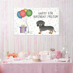 Banderoles Joyeux Anniversaire Noir Et Tan Cheveux Courte Dac