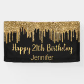 Banderoles joyeux anniversaire noir goutte parties scintillan (Horizontal)