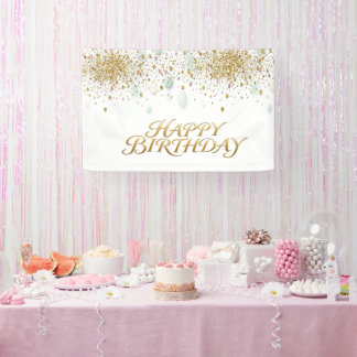 Banderoles Joyeux Anniversaire Or Et Paillettes
