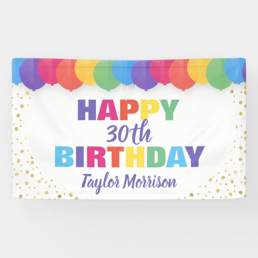 Banderoles Joyeux Anniversaire Personnalisé Nom de l'année Ba (Horizontal)