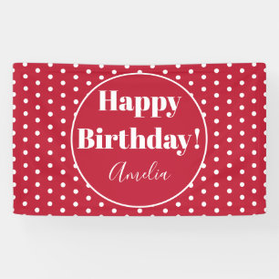 Banderoles Joyeux anniversaire Personnalisé Polka Rouge Point