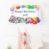 Banderoles Joyeux Anniversaire personnalisé Vinyl Banner, 3' (En situation)