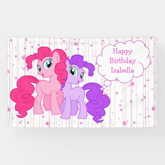 Banderoles Joyeux anniversaire personnalisé violet rose (Horizontal)