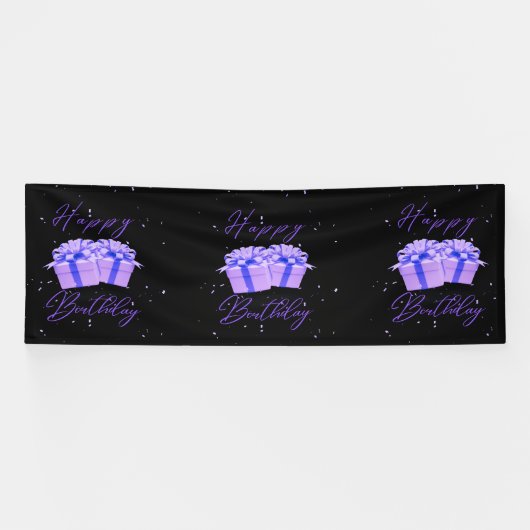 Banderoles Joyeux anniversaire Pretty Purple 4x12 Vinyl Banne (Horizontal)
