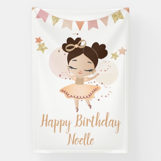 Banderoles Joyeux anniversaire ! Princesse Ballerina avec Bow (Verticale)