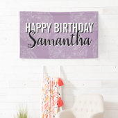 Banderoles Joyeux Anniversaire Purple Mandala Typographie fém (En situation)