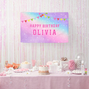 Banderoles Joyeux anniversaire Rainbow Girl