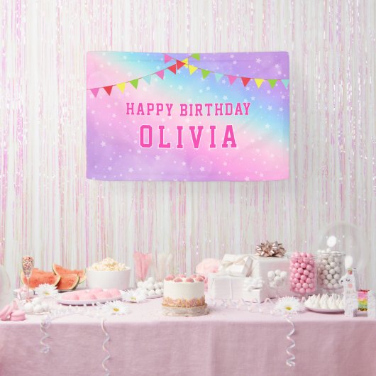 Banderoles Joyeux anniversaire Rainbow Girl (Fête)