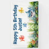 Banderoles Joyeux Anniversaire Requin Sous l'Eau (Vertical)