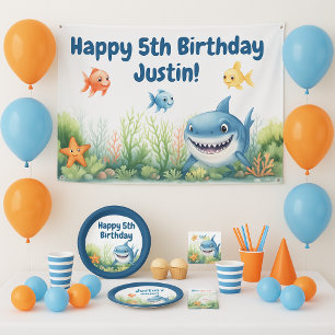 Banderoles Joyeux Anniversaire Requin Sous-Marin