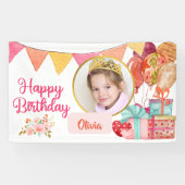 Banderoles Joyeux anniversaire rose mignon (Horizontal)