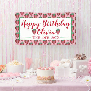 Banderoles Joyeux Anniversaire Rose Red Sweet Fraise Berries