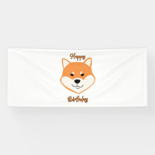 Banderoles Joyeux Anniversaire Shiba Inu Original 2.5x6 Vinyl