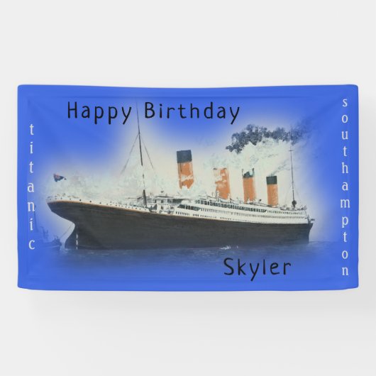 Banderoles Joyeux anniversaire Titanic Nom du navire Marine B (Horizontal)