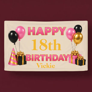 Banderoles Joyeux Anniversaire Tout Âge Beige