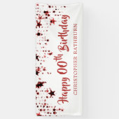 Banderoles Joyeux anniversaire TOUT ÂGE Red Stars Nom (Vertical)