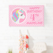 Banderoles Joyeux anniversaire | Unicorn Pastel Pois (En situation)
