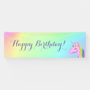 Banderoles "Joyeux anniversaire !" Unicorn Rainbow Ombre