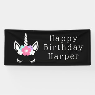 Banderoles Joyeux anniversaire Unicorne magique