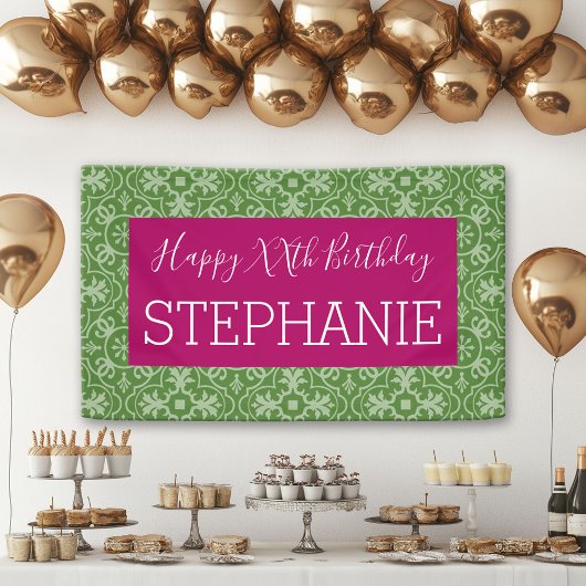Banderoles Joyeux Anniversaire - Vert rose