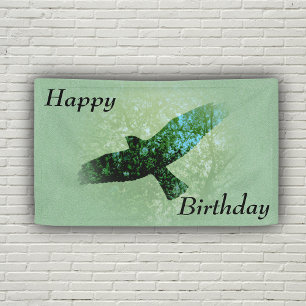 Banderoles Joyeux Anniversaire Volant Crow Noir Arbres Vert