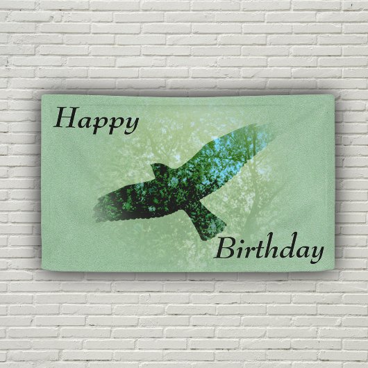 Banderoles Joyeux Anniversaire Volant Crow Noir Arbres Vert