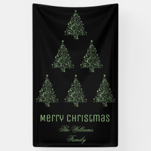 Banderoles Joyeux arbre de Noël Motif métal vert noir