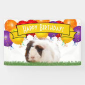 Banderoles Joyeux Ballons d'Anniversaire Blanc Guinée Cochon (Horizontal)
