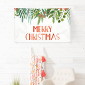 Banderoles Joyeux Berry de Noël et Branches Aquarelle (En situation)