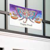 Banderoles Joyeux Diwali avec Ganesh, Rangoli et Diya (Bâtiment extérieur)