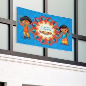 Banderoles Joyeux Diwali avec les enfants, Rangoli et Diya (Bâtiment extérieur)