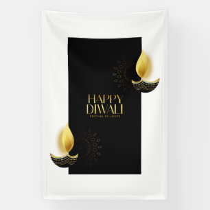 Banderoles Joyeux Diwali avec Rangoli et Diya