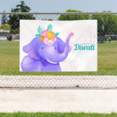 Banderoles Joyeux Diwali avec Rangoli et Elephant (Insitu)