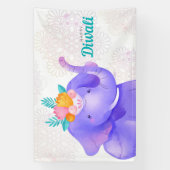 Banderoles Joyeux Diwali avec Rangoli et Elephant (Verticale)