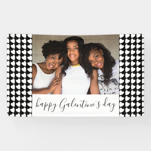 Banderoles Joyeux Galentine`s Day Black Heart Photo Friend (Horizontal)