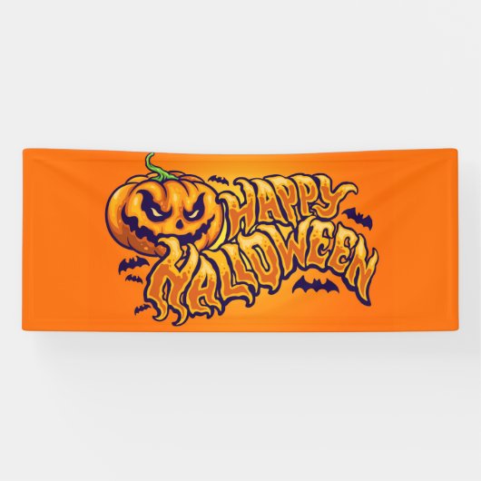 Banderoles Joyeux Halloween avec le drapeau de Jack-o'-lanter (Horizontal)