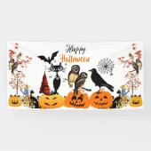 Banderoles Joyeux Halloween Chouette Citrouille noir Chouette (Horizontal)