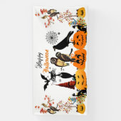 Banderoles Joyeux Halloween Chouette Citrouille noir Chouette (Verticale)