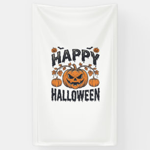 Banderoles Joyeux Halloween Citrouille Design de Gravure Vint