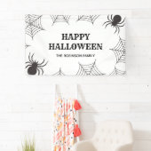Banderoles Joyeux Halloween Cobweb Spiders Black & White Part (En situation)