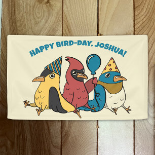 Banderoles Joyeux Jour des Oiseaux Cartoon Oiseaux à thème An