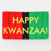 Banderoles Joyeux Kwanzaa Rouge noir Motif de rayures vertes (Horizontal)