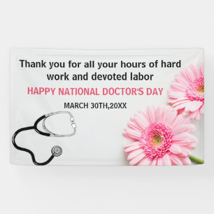 Banderoles Joyeux Médecins Jour Stethoscope & Pink Daisy