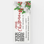 Banderoles Joyeux Noël Ajouter Logo Aquarelle Florale | Rouge (Vertical)