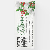 Banderoles Joyeux Noël Ajouter Logo Aquarelle Florale | Vert (Vertical)