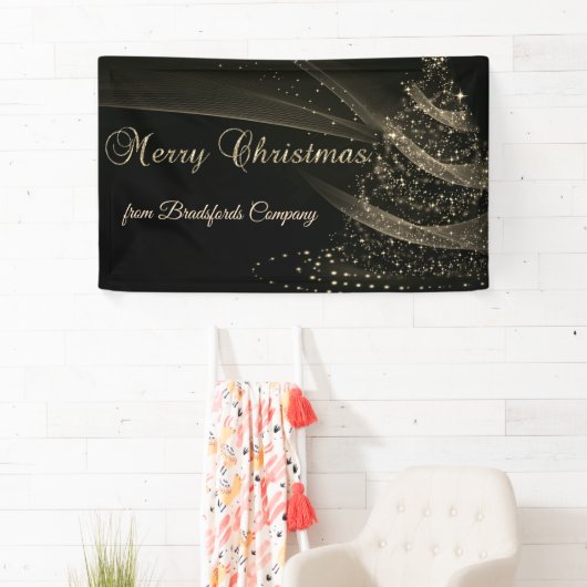 Banderoles Joyeux Noël, Arbre de Noël en or noir (En situation)