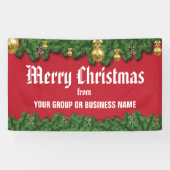 Banderoles Joyeux Noël avec bordure de verdure à l'extérieur (Horizontal)