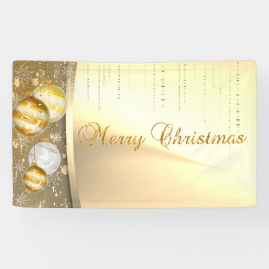 Banderoles Joyeux Noël, Bals de Noël, Faux Gold (Horizontal)