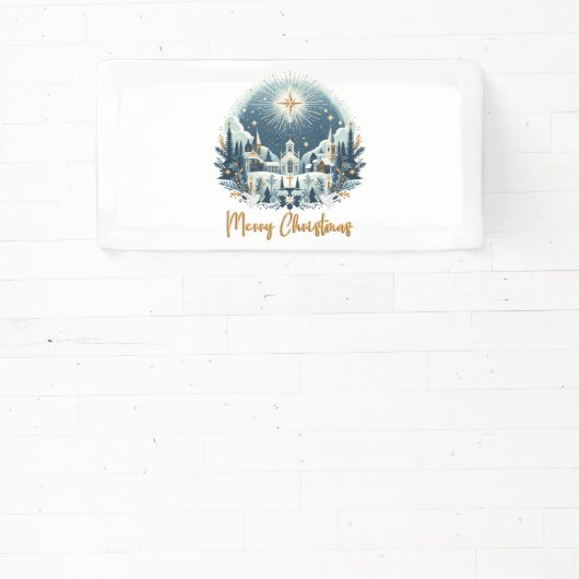 Banderoles Joyeux Noël bleu et or (Insitu)